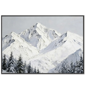 Majestic Snowy Peaks Textured Oil Painting #NM531