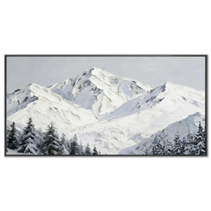 Majestic Snowy Peaks Textured Oil Painting #NM531