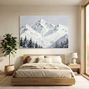 Majestic Snowy Peaks Textured Oil Painting #NM531