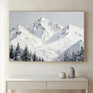 Majestic Snowy Peaks Textured Oil Painting #NM531