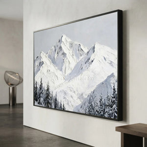 Majestic Snowy Peaks Textured Oil Painting #NM531