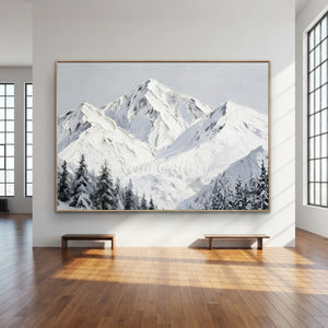 Majestic Snowy Peaks Textured Oil Painting #NM531