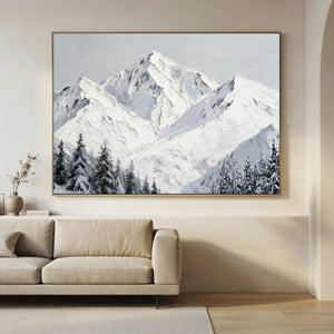 Majestic Snowy Peaks Textured Oil Painting #NM531