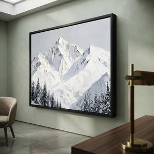Majestic Snowy Peaks Textured Oil Painting #NM531