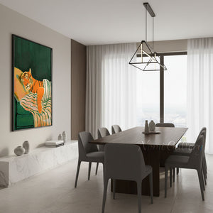 Modernist Sleeping Tiger Painting | Handmade Whimsical Art #SS280