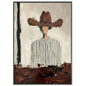 Abstract Cowboy Textured Oil Painting Vintage Canvas Art #AA001