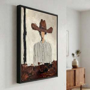 Abstract Cowboy Textured Oil Painting Vintage Canvas Art #AA001