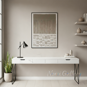 Handmade Wabi-Sabi Vertical 3D Textured Line Canvas Art #TC009