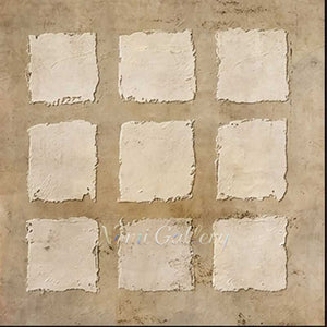 Wabi-Sabi Plaster 9-Grid Minimalist Hand-Painted Abstract Canvas #SS245