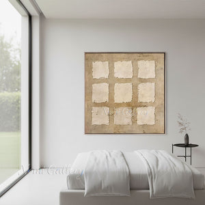 Wabi-Sabi Plaster 9-Grid Minimalist Hand-Painted Abstract Canvas #SS245