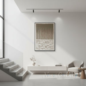 Handmade Wabi-Sabi Vertical 3D Textured Line Canvas Art #TC009