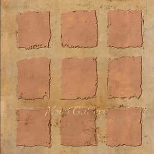 Wabi-Sabi Plaster 9-Grid Terracotta Hand-Painted Canvas Art #SS246