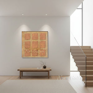 Wabi-Sabi Plaster 9-Grid Terracotta Hand-Painted Canvas Art #SS246