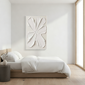 All-White 3D Textured Wall Art | Minimalist Relief Painting #SS145