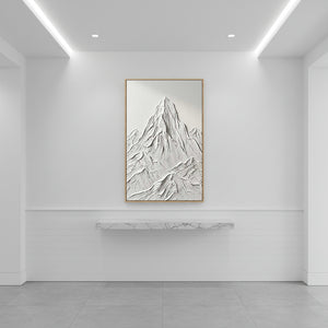 White 3D Textured Mountain Art | Minimalist Landscape Relief #SS146