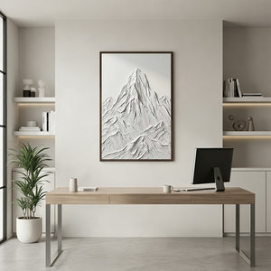 White 3D Textured Mountain Art | Minimalist Landscape Relief #SS146