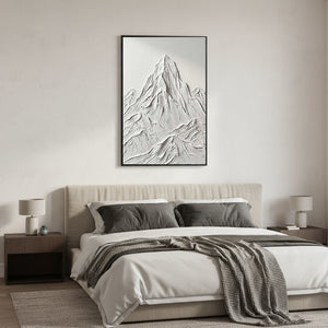 White 3D Textured Mountain Art | Minimalist Landscape Relief #SS146
