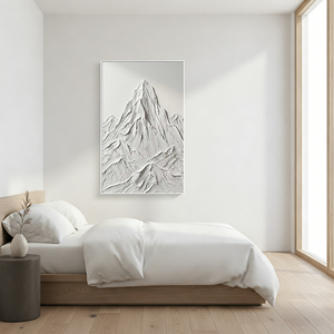 White 3D Textured Mountain Art | Minimalist Landscape Relief #SS146