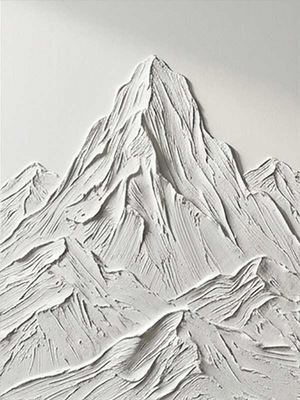 White 3D Textured Mountain Art | Minimalist Landscape Relief #SS146