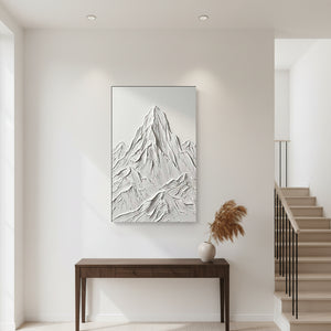 White 3D Textured Mountain Art | Minimalist Landscape Relief #SS146