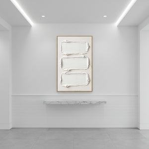 All-White Wabi-Sabi 3D Wall Art | Minimalist Block Relief #SS147