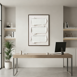 All-White Wabi-Sabi 3D Wall Art | Minimalist Block Relief #SS147