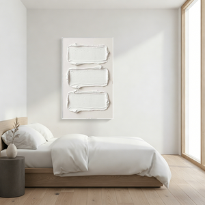 All-White Wabi-Sabi 3D Wall Art | Minimalist Block Relief #SS147