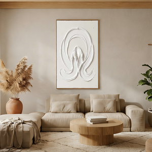 3D Wave Textured Wall Art | White Minimalist Relief Painting #SS148