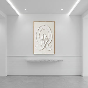 3D Wave Textured Wall Art | White Minimalist Relief Painting #SS148