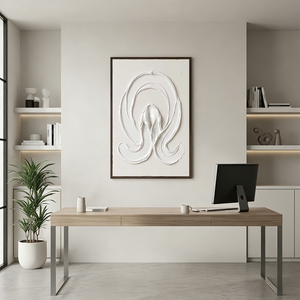3D Wave Textured Wall Art | White Minimalist Relief Painting #SS148
