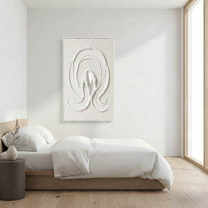 3D Wave Textured Wall Art | White Minimalist Relief Painting #SS148