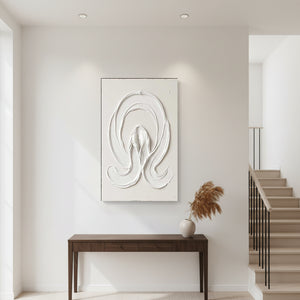3D Wave Textured Wall Art | White Minimalist Relief Painting #SS148