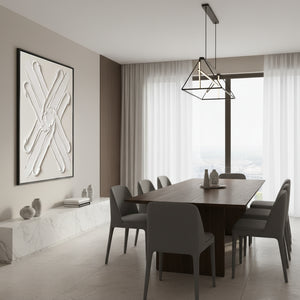 3D Geometric Relief Wall Art | White Textured Oil Painting #SS149