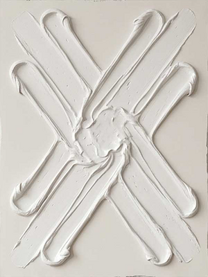 3D Geometric Relief Wall Art | White Textured Oil Painting #SS149