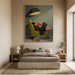 Classicism Woman Reading Book Painting | Handmade Library Wall Art #SS282