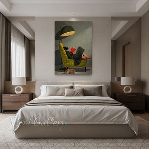 Classicism Woman Reading Book Painting | Handmade Library Wall Art #SS282
