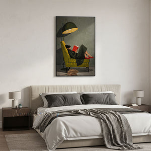 Classicism Woman Reading Book Painting | Handmade Library Wall Art #SS282