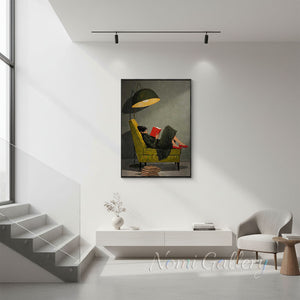 Classicism Woman Reading Book Painting | Handmade Library Wall Art #SS282